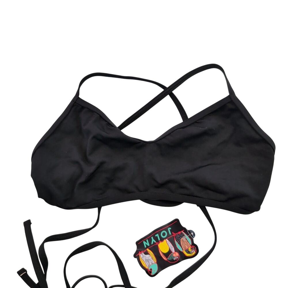 NWT Jolyn Women's Sz 2XL Black Greyson Swim Top String Bikini UPF 50 Tie Back